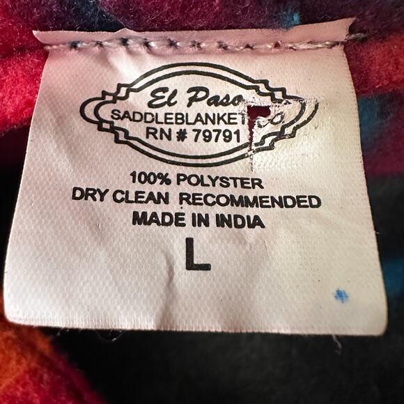El Paso Southwestern Fleece Hoodie Men’s Large Multi Aztec Long Sleeve Pullover - Picture 5 of 10
